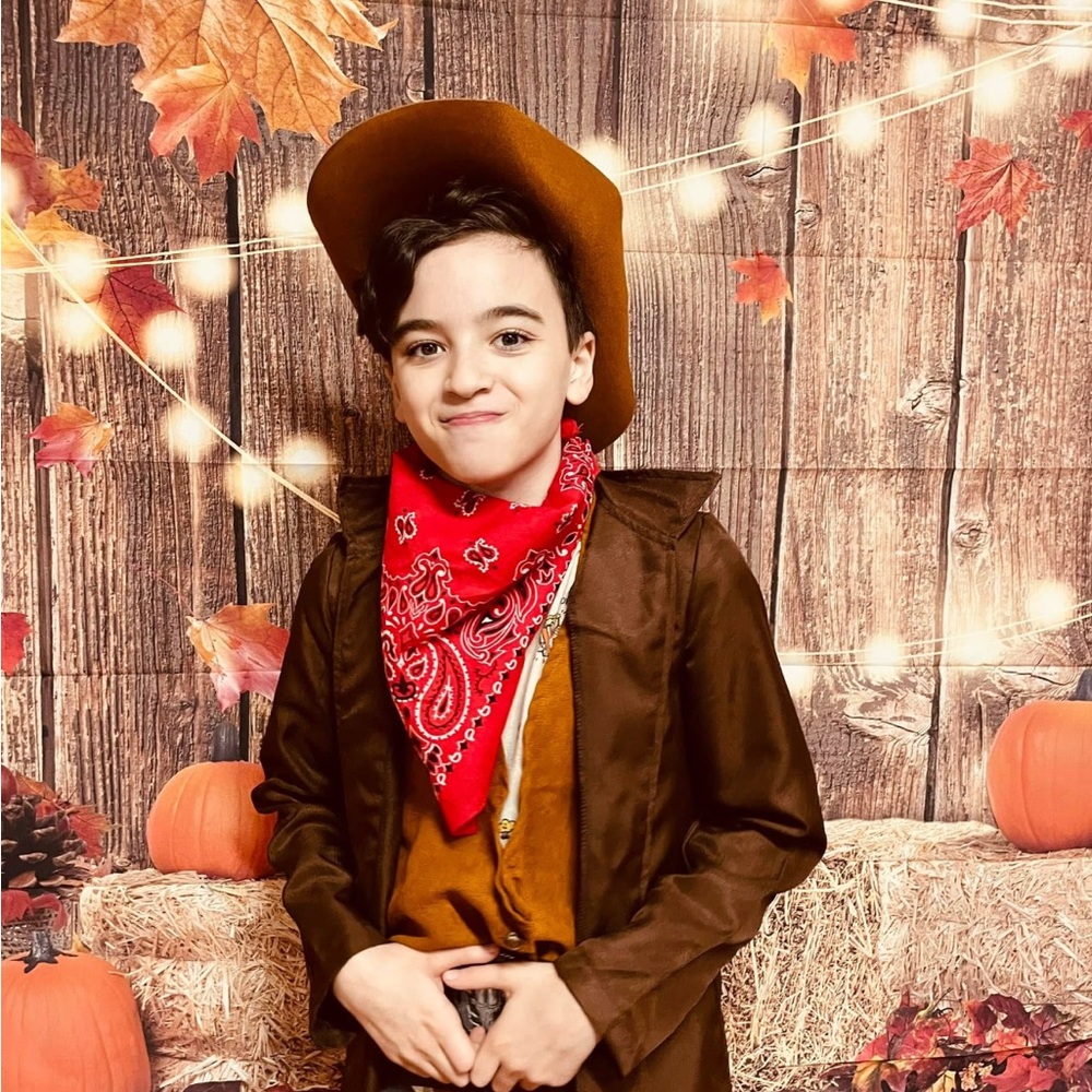 Brown Cowboy Costume with Red Bandana & Boots